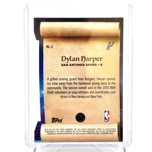 RC Dylan Harper (San Antonio Spurs) Topps Holiday, Scroll die-cut, holo rookie