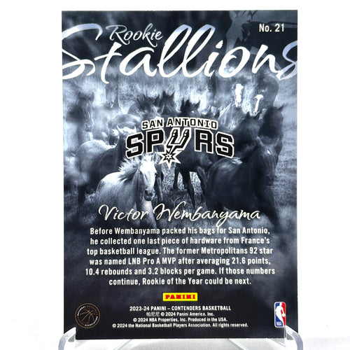 RC Victor Wembanayama (San Antonio Spurs) Contenders Rookie Stallions