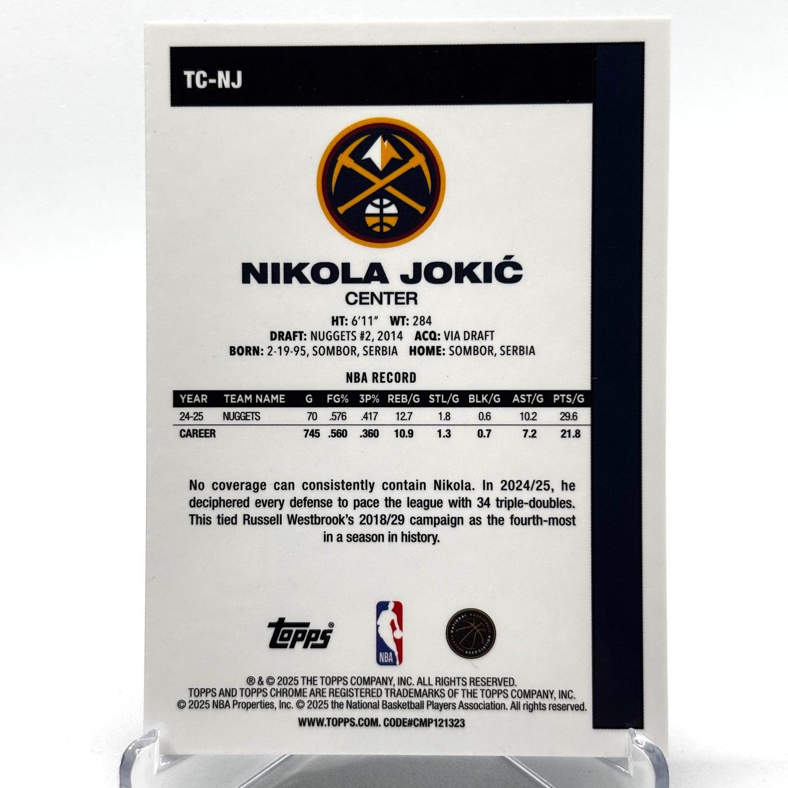 Nikola Jokic (Denver Nuggets) Topps Chrome, Anniversary Mojo