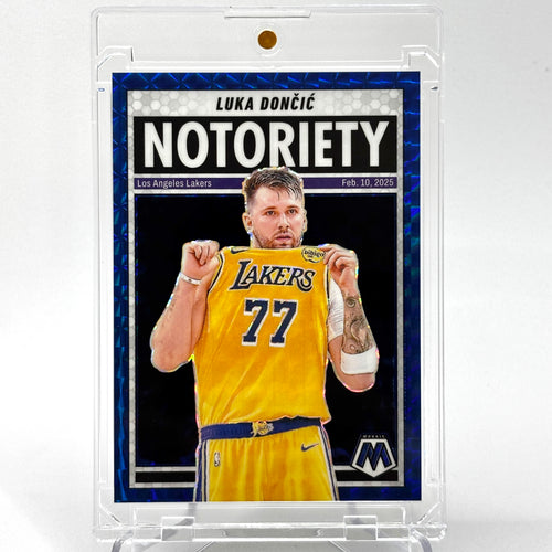 SP /199 Luka Doncic (LA Lakers) Mosaic Notoriety, blue Prizm honeycomb 108/199
