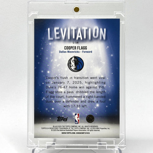 SP RC Cooper Flagg (Dallas Mavericks) Topps rookie, Levitation Foil Refractor, short print