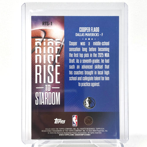 RC Cooper Flagg (Dallas Mavericks) Topps rookie, Rise To Stardom