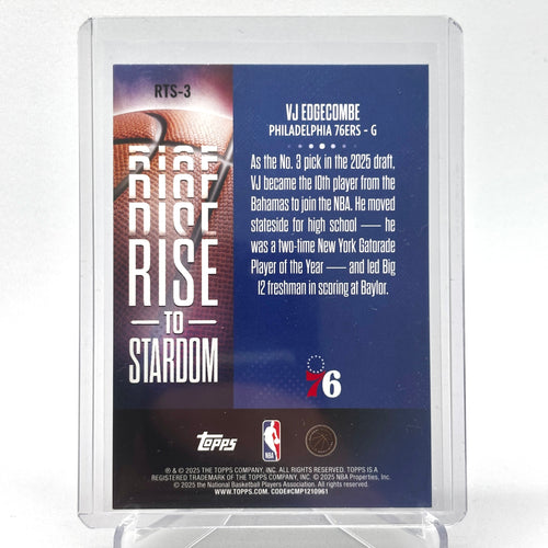 RC VJ Edgecombe (Philadelphia 76ers) Topps rookie, Rise To Stardom