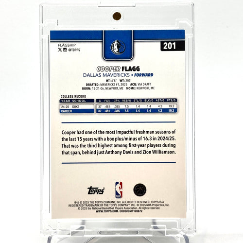 RC Cooper Flagg (Dallas Mavericks) Topps - first offical NBA rookie card