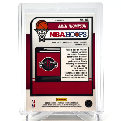 RC Amen Thompson (Houston Rockets) Hoops Premium Stock, Prizm Silver cracked ice rookie